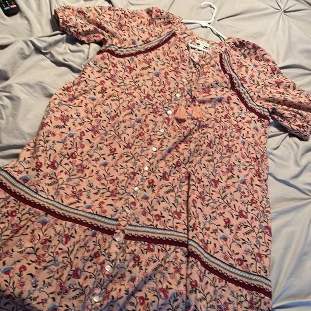 Wonderly - Size Large - beautiful pink peasant style- maxi dress